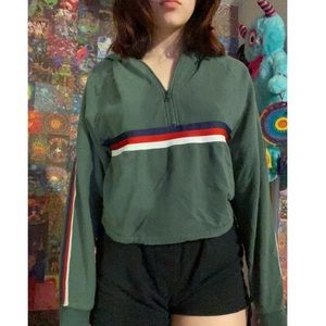 Pacsun LA hearts cropped hooded green sweatshirt